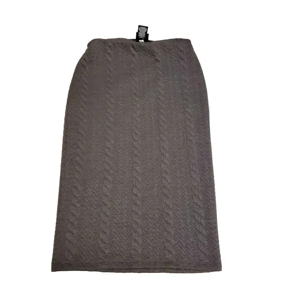 Mossimo Pencil Skirt Womens Xsmall Gray Textured Pull On Winter Knee Length